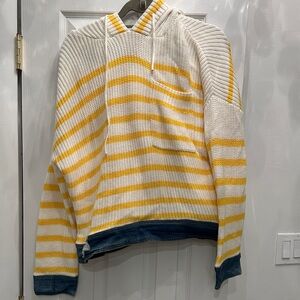 Cozy Yellow and White Striped Women's Sweater